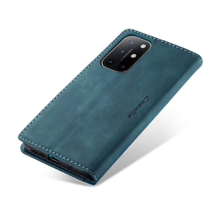 For OnePlus 8T CaseMe-013 Multifunctional Retro Frosted Horizontal Flip Leather Case with Card Slot & Holder & Wallet(Blue)