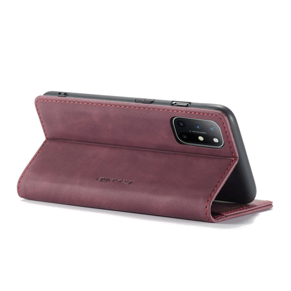For OnePlus 8T CaseMe-013 Multifunctional Retro Frosted Horizontal Flip Leather Case with Card Slot & Holder & Wallet(Wine Red)