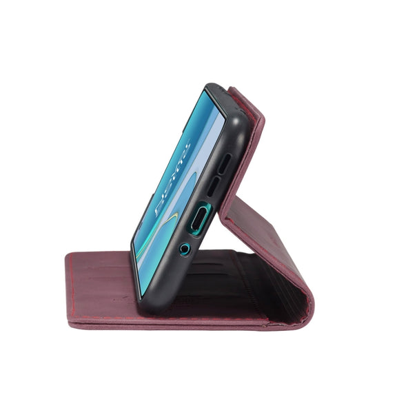 For OnePlus 8T CaseMe-013 Multifunctional Retro Frosted Horizontal Flip Leather Case with Card Slot & Holder & Wallet(Wine Red)