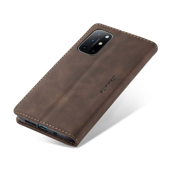 For OnePlus 8T CaseMe-013 Multifunctional Retro Frosted Horizontal Flip Leather Case with Card Slot & Holder & Wallet(Brown)