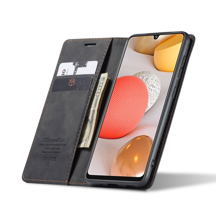 For Samsung Galaxy A42 5G CaseMe-013 Multifunctional Retro Frosted Horizontal Flip Leather Case with Card Slot & Holder & Wallet(Black)