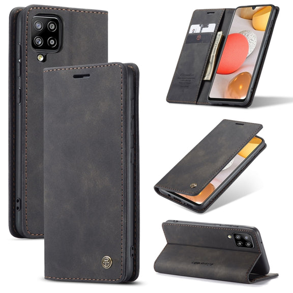 For Samsung Galaxy A42 5G CaseMe-013 Multifunctional Retro Frosted Horizontal Flip Leather Case with Card Slot & Holder & Wallet(Black)