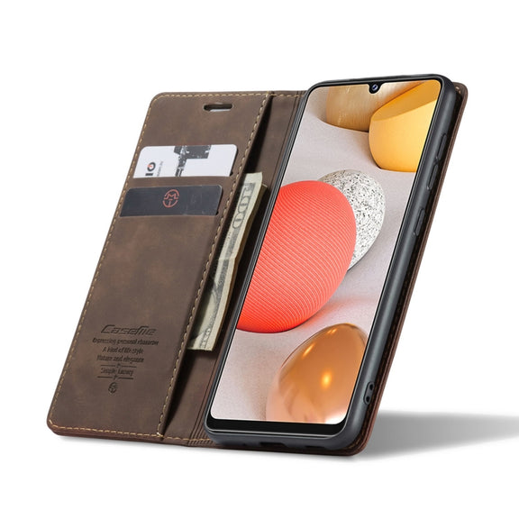 For Samsung Galaxy A42 5G CaseMe-013 Multifunctional Retro Frosted Horizontal Flip Leather Case with Card Slot & Holder & Wallet(Coffee)