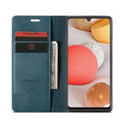 For Samsung Galaxy A42 5G CaseMe-013 Multifunctional Retro Frosted Horizontal Flip Leather Case with Card Slot & Holder & Wallet(Blue)