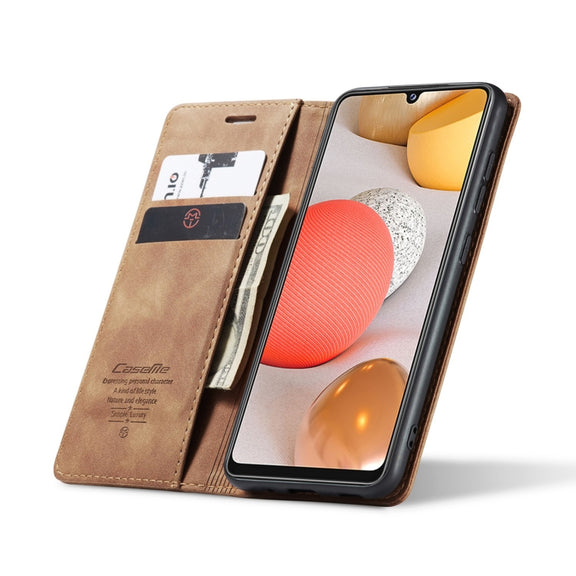 For Samsung Galaxy A42 5G CaseMe-013 Multifunctional Retro Frosted Horizontal Flip Leather Case with Card Slot & Holder & Wallet(Brown)