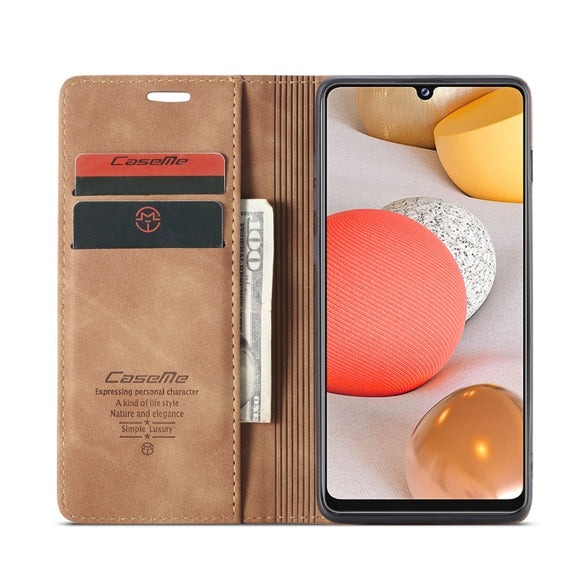 For Samsung Galaxy A42 5G CaseMe-013 Multifunctional Retro Frosted Horizontal Flip Leather Case with Card Slot & Holder & Wallet(Brown)