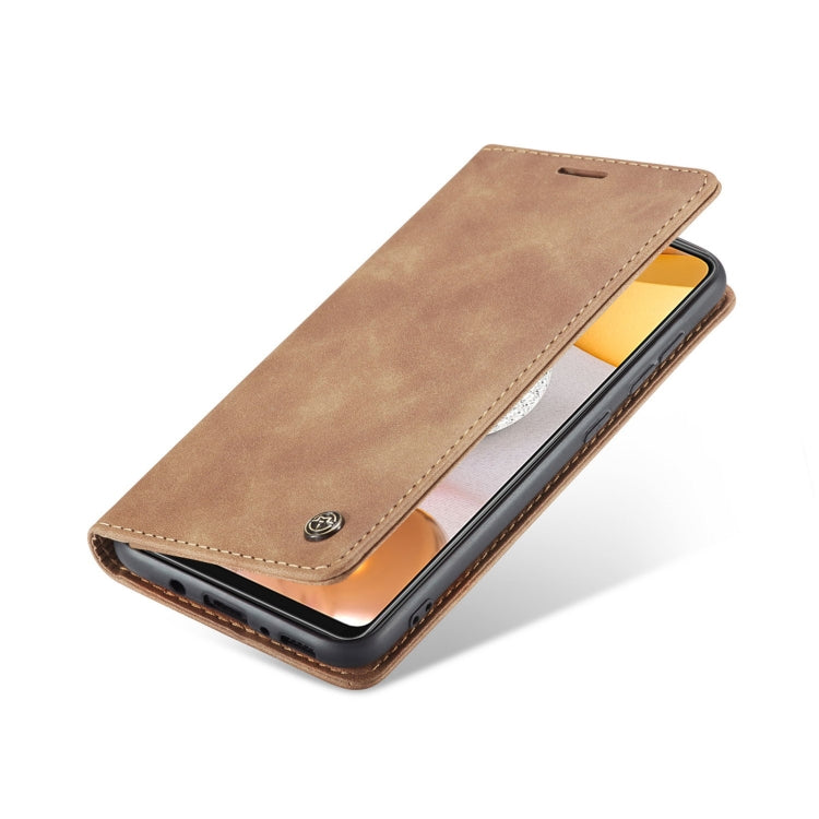 For Samsung Galaxy A42 5G CaseMe-013 Multifunctional Retro Frosted Horizontal Flip Leather Case with Card Slot & Holder & Wallet(Brown)