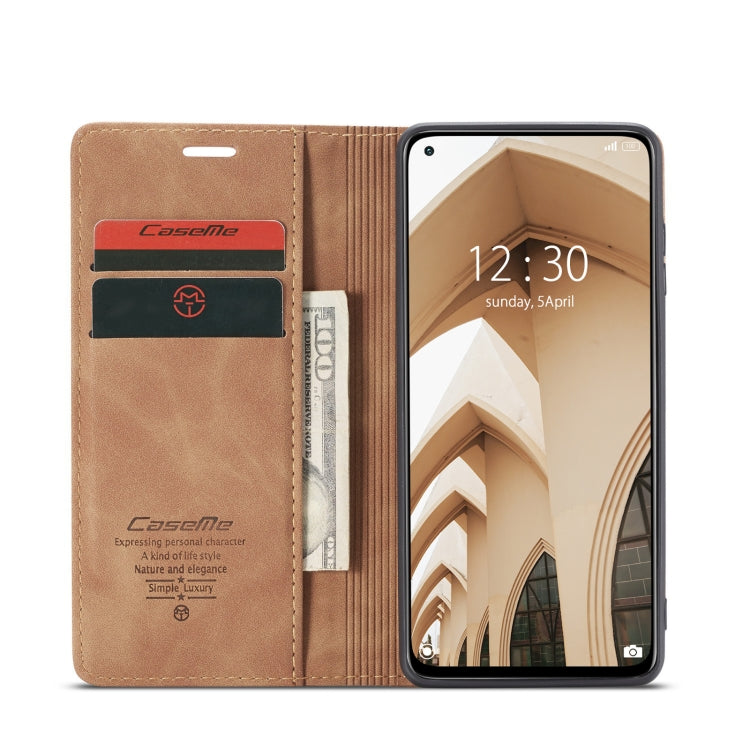 For Xiaomi Mi 10T Lite 5G CaseMe-013 Multifunctional Retro Frosted Horizontal Flip Leather Case with Card Slot & Holder & Wallet(Brown)