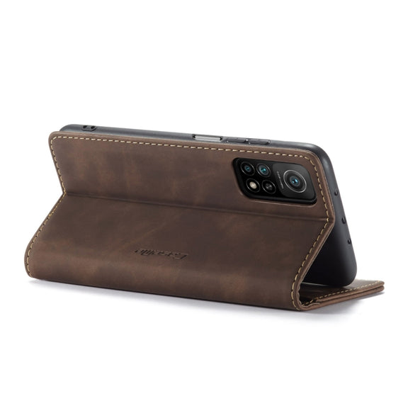 For Xiaomi Mi 10T 5G / 10T Pro 5G CaseMe-013 Multifunctional Retro Frosted Horizontal Flip Leather Case with Card Slot & Holder & Wallet(Coffee)