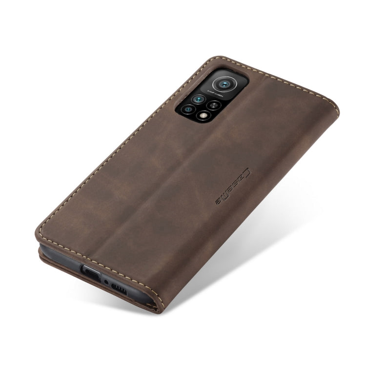 For Xiaomi Mi 10T 5G / 10T Pro 5G CaseMe-013 Multifunctional Retro Frosted Horizontal Flip Leather Case with Card Slot & Holder & Wallet(Coffee)
