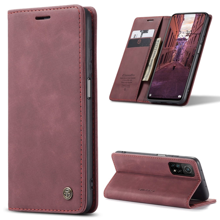 For Xiaomi Mi 10T 5G / 10T Pro 5G CaseMe-013 Multifunctional Retro Frosted Horizontal Flip Leather Case with Card Slot & Holder & Wallet(Wine Red) - free shipping - PMC Jewellery - Order now!