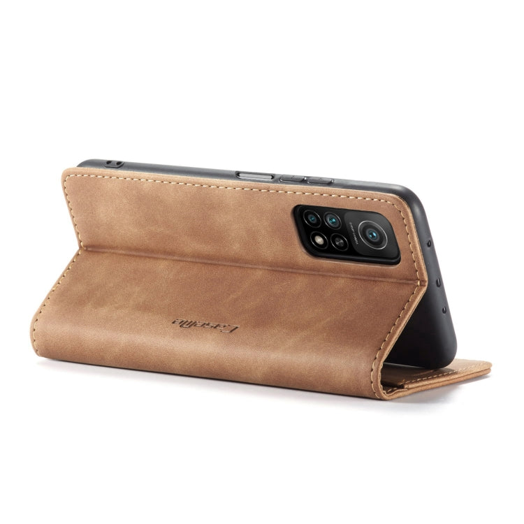 For Xiaomi Mi 10T 5G / 10T Pro 5G CaseMe-013 Multifunctional Retro Frosted Horizontal Flip Leather Case with Card Slot & Holder & Wallet(Brown)