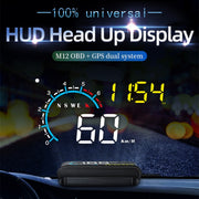 M12 OBD2 + GPS Mode Car Head-up Display HUD Overspeed / Speed / Water Temperature / Low Voltage / Fault Alarm