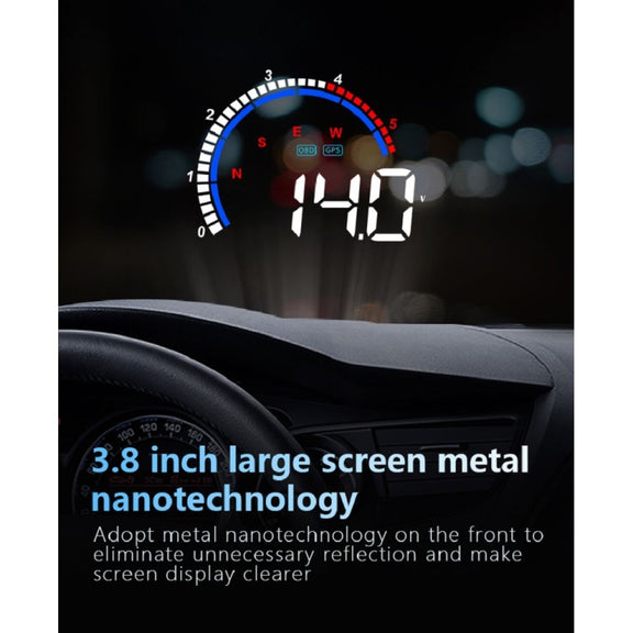 M13 Plus OBD2 + GPS Mode Car Head-up Display HUD Overspeed / Speed / Water Temperature Alarm / Eliminate Fault Codes