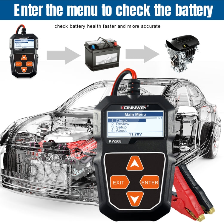 KONNWEI KW208 Car TFT Color Screen Battery Tester Support 8 Languages - free shipping - PMC Jewellery - Order now!