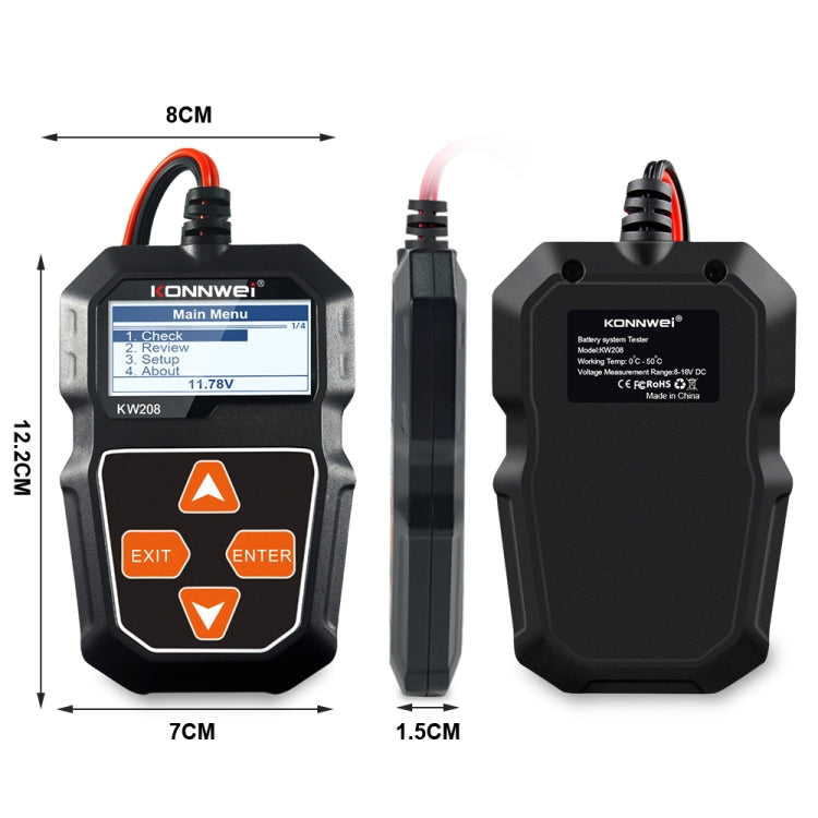 KONNWEI KW208 Car TFT Color Screen Battery Tester Support 8 Languages - free shipping - PMC Jewellery - Order now!