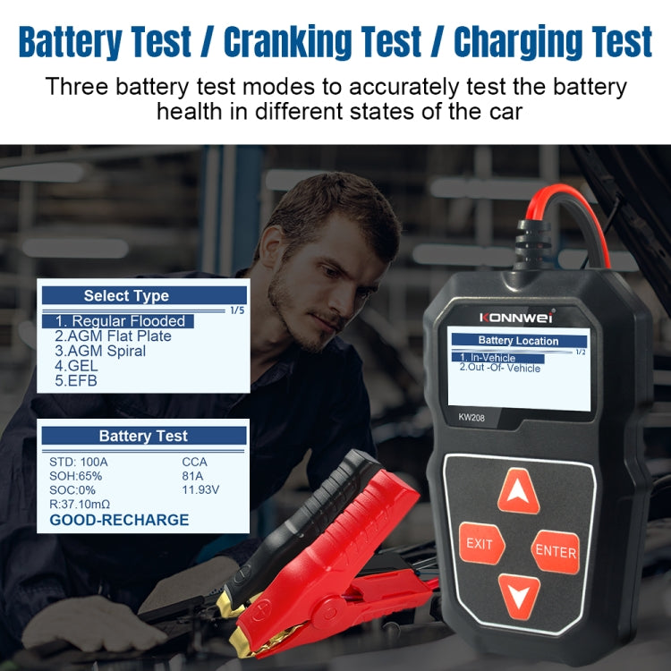 KONNWEI KW208 Car TFT Color Screen Battery Tester Support 8 Languages - free shipping - PMC Jewellery - Order now!