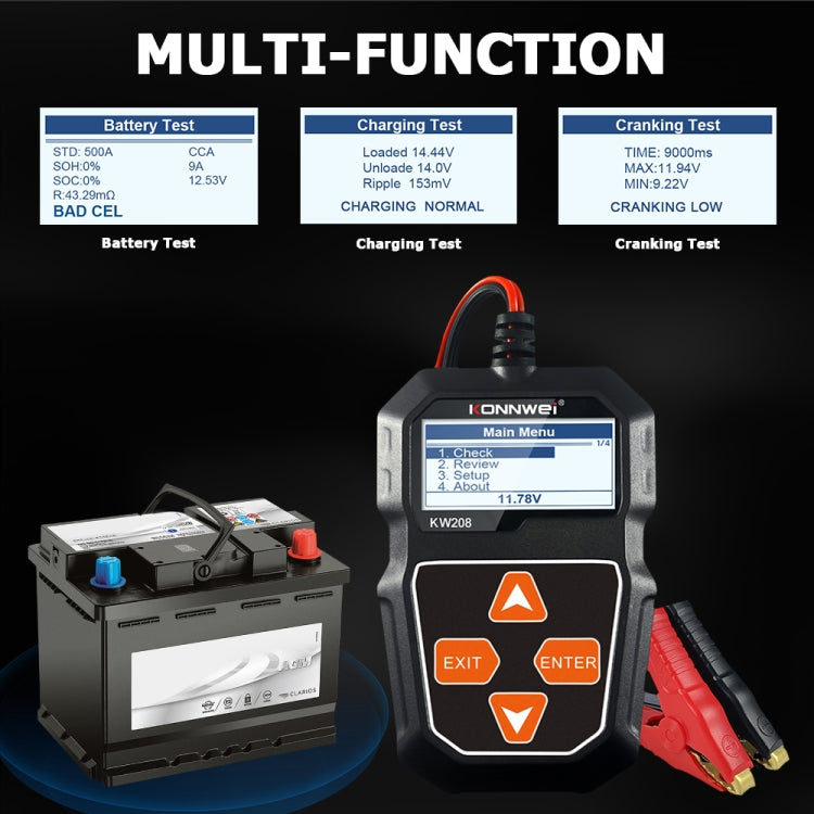 KONNWEI KW208 Car TFT Color Screen Battery Tester Support 8 Languages - free shipping - PMC Jewellery - Order now!
