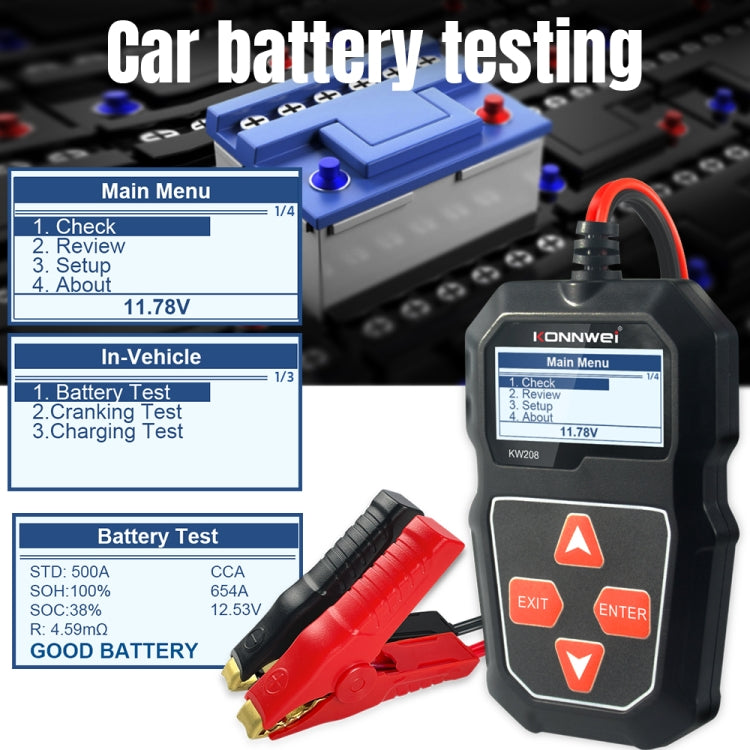 KONNWEI KW208 Car TFT Color Screen Battery Tester Support 8 Languages - free shipping - PMC Jewellery - Order now!