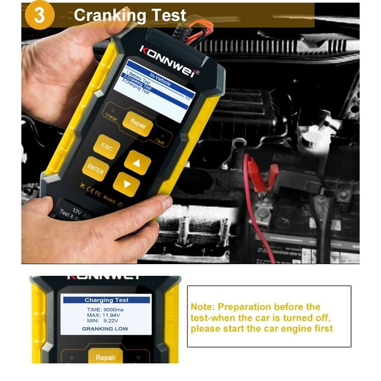 KONNWEI KW510 3 in 1 Car Battery Tester / Charger / Repairer, Support 8 Languages(US Plug) - free shipping - PMC TechLife - Order now!