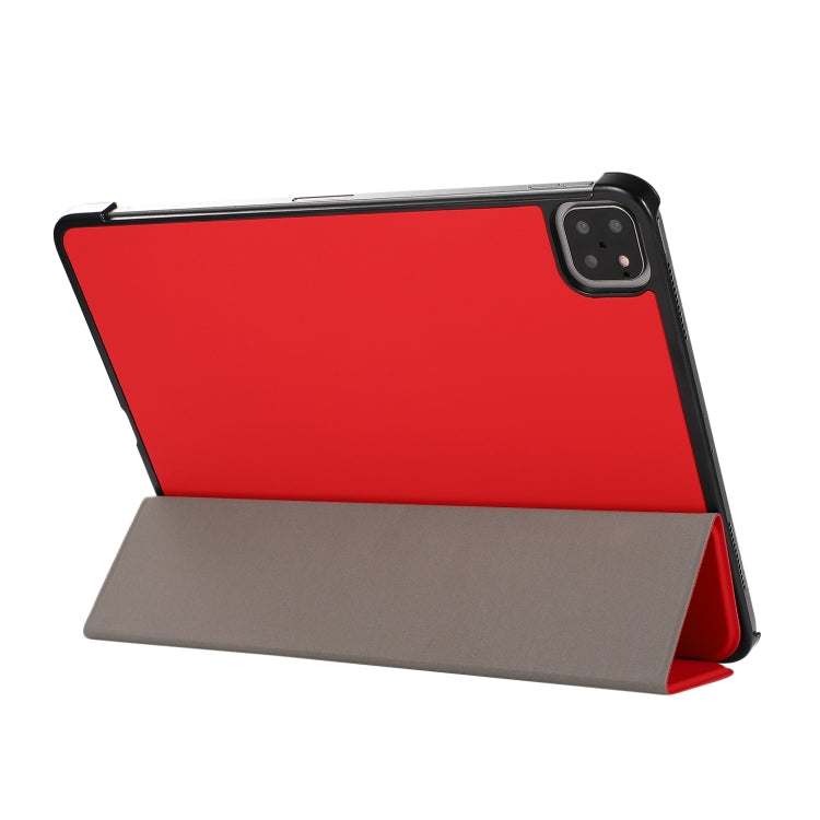 3-folding Skin Texture Horizontal Flip TPU + PU Leather Case with Holder For iPad Air 11 2024 / 2022 / 2020 10.9 (Red)