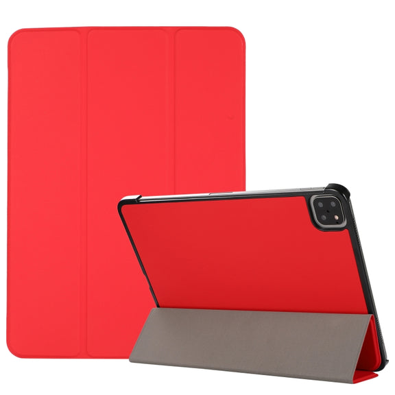 3-folding Skin Texture Horizontal Flip TPU + PU Leather Case with Holder For iPad Air 11 2024 / 2022 / 2020 10.9 (Red)