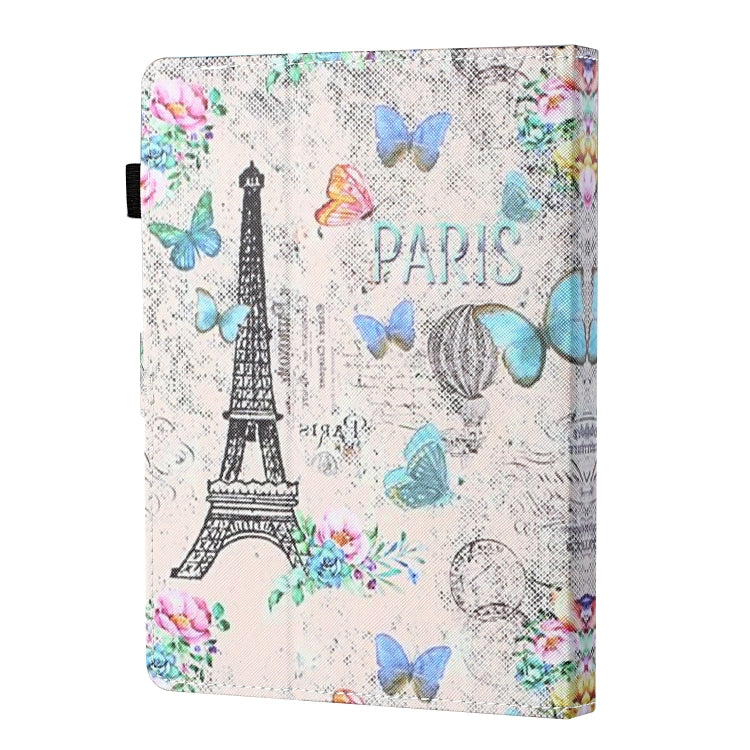 For 10 inch Tablet Universal Coloured Drawing Stitching Horizontal Flip Leather Case with Holder & Card Slot(Tower and Butterflies)