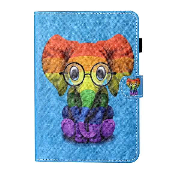 For 10 inch Tablet Universal Coloured Drawing Stitching Horizontal Flip Leather Case with Holder & Card Slot(Colorful Elephant)
