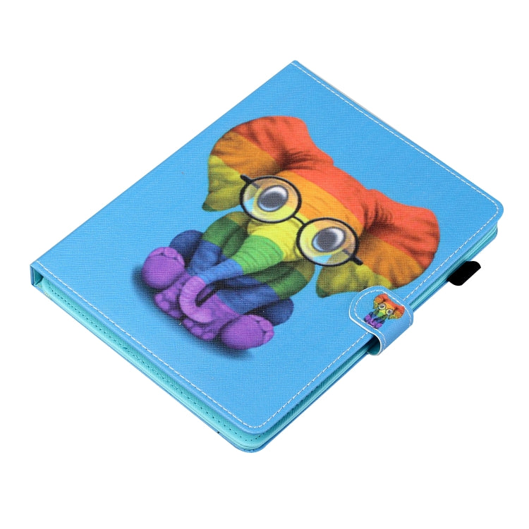 For 10 inch Tablet Universal Coloured Drawing Stitching Horizontal Flip Leather Case with Holder & Card Slot(Colorful Elephant)