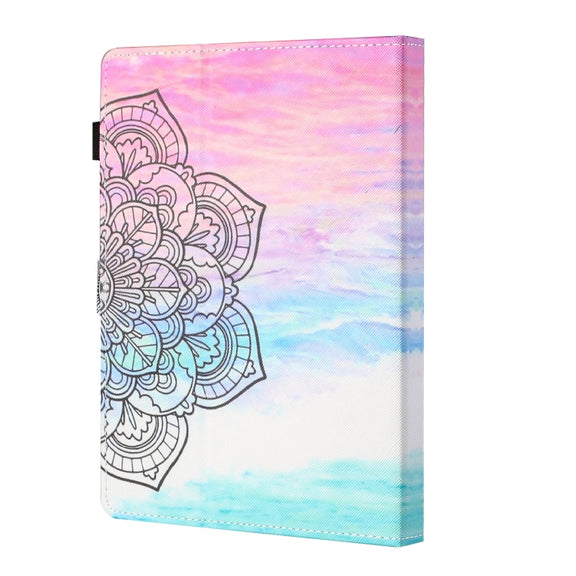 For 10 inch Tablet Universal Coloured Drawing Stitching Horizontal Flip Leather Case with Holder & Card Slot(Colorful Mandala)