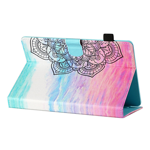 For 10 inch Tablet Universal Coloured Drawing Stitching Horizontal Flip Leather Case with Holder & Card Slot(Colorful Mandala)
