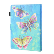 For 10 inch Tablet Universal Coloured Drawing Stitching Horizontal Flip Leather Case with Holder & Card Slot(Colorful Butterflies)