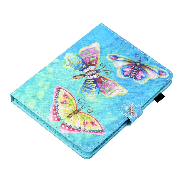 For 10 inch Tablet Universal Coloured Drawing Stitching Horizontal Flip Leather Case with Holder & Card Slot(Colorful Butterflies)