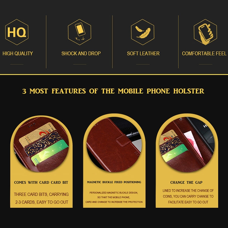 For Cubot C30 idewei Crazy Horse Texture Horizontal Flip Leather Case with Holder & Card Slots & Wallet(Yellow)
