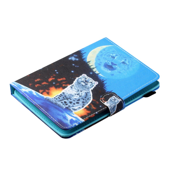 For 10 inch Tablet PC Universal Sewing Thread Horizontal Painted Flat Leather Case with Pen Cover & Anti Skid Strip & Card Slot & Holder(Double Shadow Tiger)