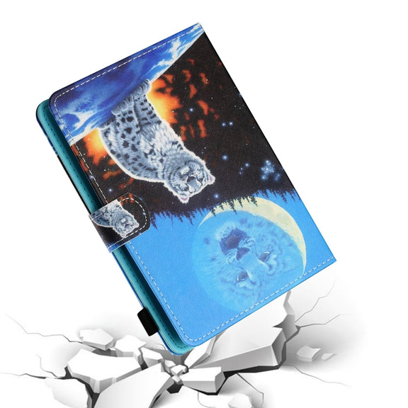 For 10 inch Tablet PC Universal Sewing Thread Horizontal Painted Flat Leather Case with Pen Cover & Anti Skid Strip & Card Slot & Holder(Double Shadow Tiger)