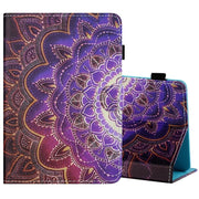 For 10 inch Tablet PC Universal Sewing Thread Horizontal Painted Flat Leather Case with Pen Cover & Anti Skid Strip & Card Slot & Holder(Datura Flowers)