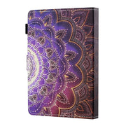 For 10 inch Tablet PC Universal Sewing Thread Horizontal Painted Flat Leather Case with Pen Cover & Anti Skid Strip & Card Slot & Holder(Datura Flowers)