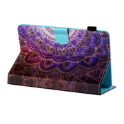 For 10 inch Tablet PC Universal Sewing Thread Horizontal Painted Flat Leather Case with Pen Cover & Anti Skid Strip & Card Slot & Holder(Datura Flowers)
