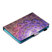 For 10 inch Tablet PC Universal Sewing Thread Horizontal Painted Flat Leather Case with Pen Cover & Anti Skid Strip & Card Slot & Holder(Datura Flowers)
