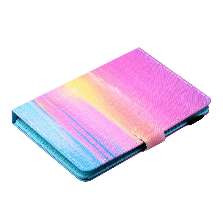 For 10 inch Tablet PC Universal Sewing Thread Horizontal Painted Flat Leather Case with Pen Cover & Anti Skid Strip & Card Slot & Holder(Sunrise)