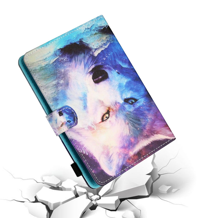 For 10 inch Tablet PC Universal Sewing Thread Horizontal Painted Flat Leather Case with Pen Cover & Anti Skid Strip & Card Slot & Holder(Wolf)