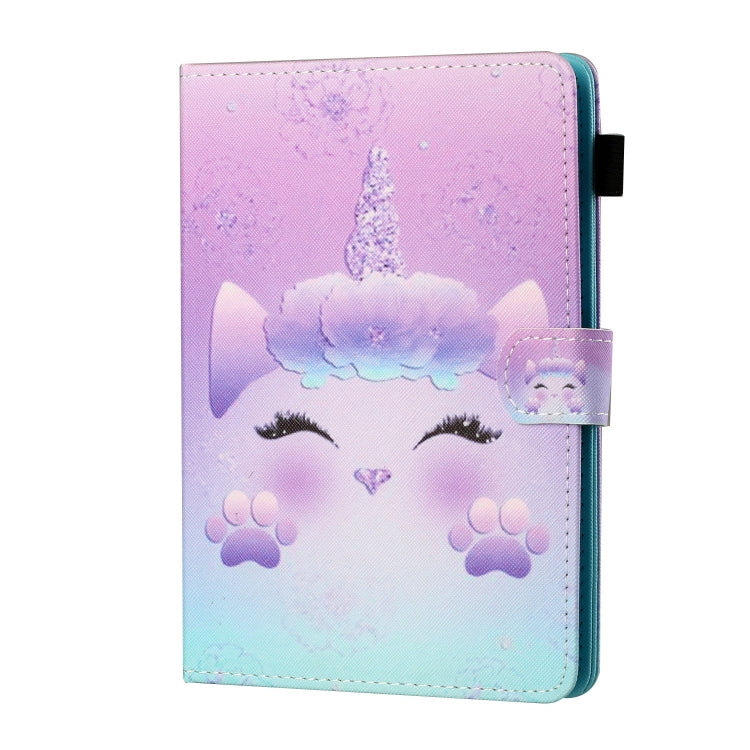 For 10 inch Tablet PC Universal Sewing Thread Horizontal Painted Flat Leather Case with Pen Cover & Anti Skid Strip & Card Slot & Holder(Horse)
