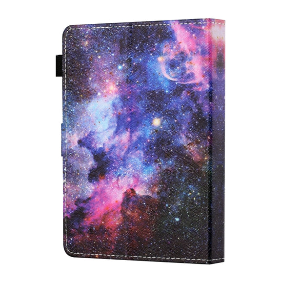 For 10 inch Tablet PC Universal Sewing Thread Horizontal Painted Flat Leather Case with Pen Cover & Anti Skid Strip & Card Slot & Holder(Starry Sky)
