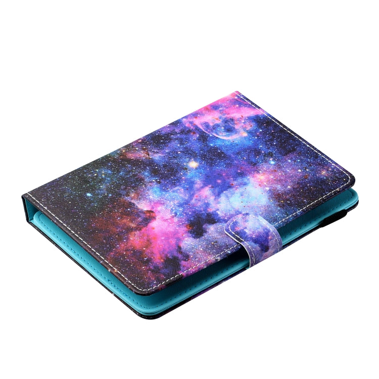 For 10 inch Tablet PC Universal Sewing Thread Horizontal Painted Flat Leather Case with Pen Cover & Anti Skid Strip & Card Slot & Holder(Starry Sky)