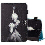 For 10 inch Tablet PC Universal Sewing Thread Horizontal Painted Flat Leather Case with Pen Cover & Anti Skid Strip & Card Slot & Holder(Star Girl)