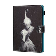 For 10 inch Tablet PC Universal Sewing Thread Horizontal Painted Flat Leather Case with Pen Cover & Anti Skid Strip & Card Slot & Holder(Star Girl)