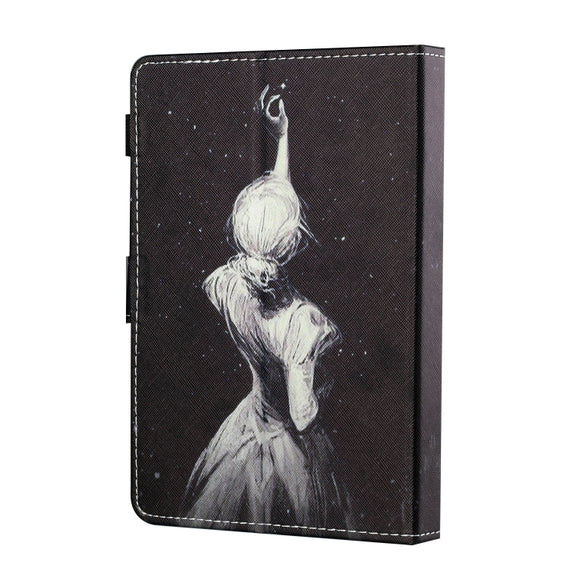 For 10 inch Tablet PC Universal Sewing Thread Horizontal Painted Flat Leather Case with Pen Cover & Anti Skid Strip & Card Slot & Holder(Star Girl)