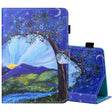 For 10 inch Tablet PC Universal Sewing Thread Horizontal Painted Flat Leather Case with Pen Cover & Anti Skid Strip & Card Slot & Holder(Sunrise With Tree) - free shipping - PMC TechLife - Order now!