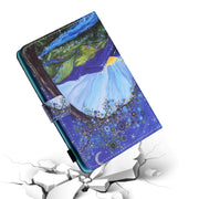 For 10 inch Tablet PC Universal Sewing Thread Horizontal Painted Flat Leather Case with Pen Cover & Anti Skid Strip & Card Slot & Holder(Sunrise With Tree)